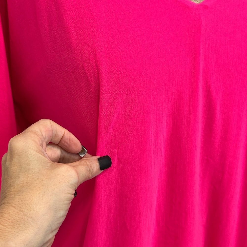 Jennifer Lopez Hot Pink Double Layered Bat Wing Blouse |Size Large - Picture 10 of 11